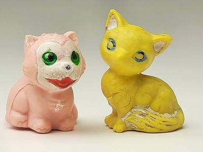Ü-EI  Altfiguren --  Kater & Kätzchen Katzen und Küken (Weichplastik) 1975 - RAR