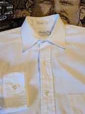 Vintage Christian Dior Men  s Dress Shirt 16 35 White USA 80s
