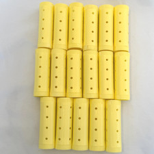 VINTAGE WILHOLD MAGNETIC ROLLERS 7/8" 17PC SET YELLOW PLASTIC WET HAIR CURLERS