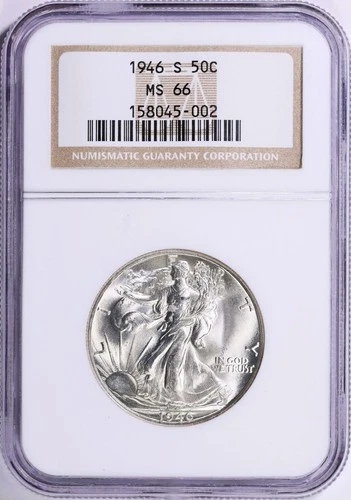 Gem White 1946-S Walking Liberty Half Dollar NGC MS-66-Please compare to others