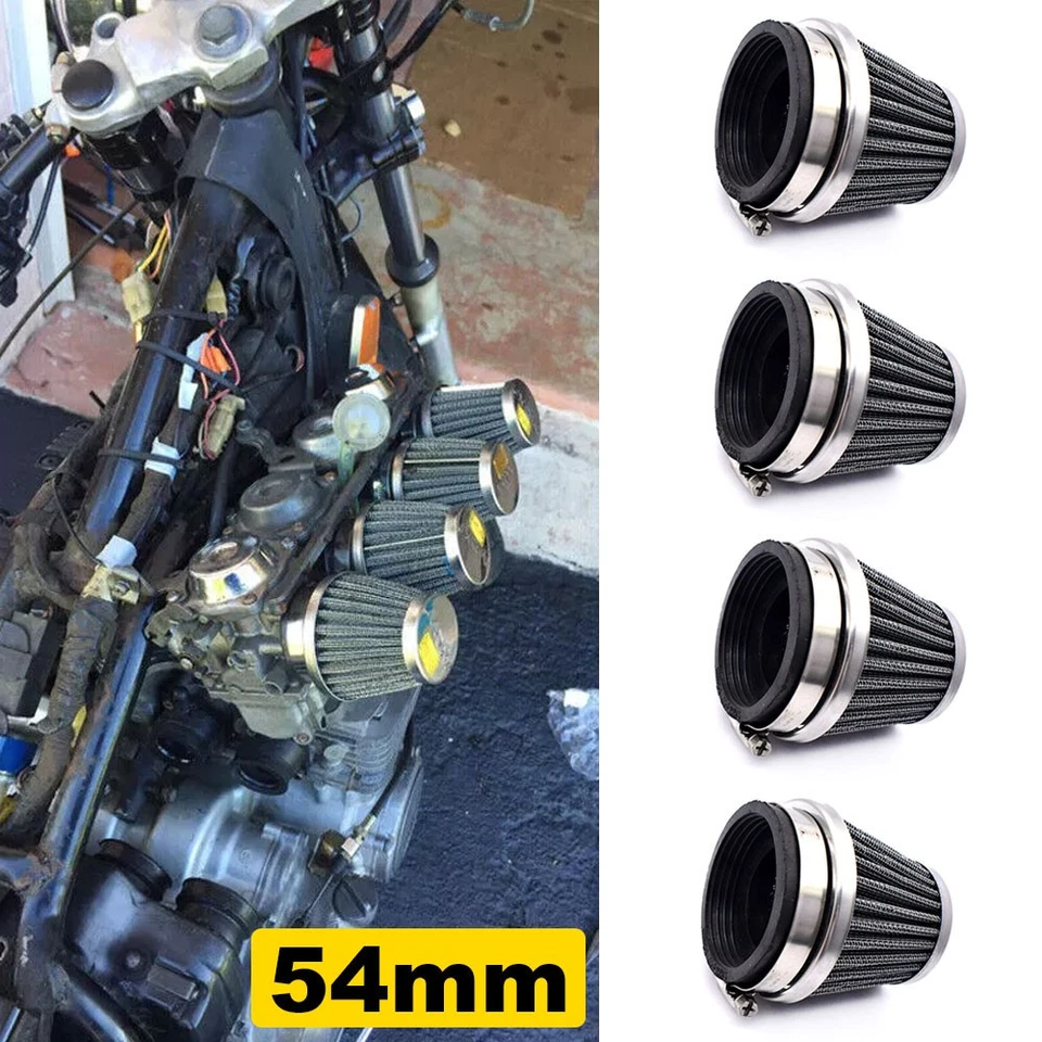 Filtros de aire cromados 4 piezas 54 mm para Suzuki GS650 GS750 GS850 GS1000 GS1150 GS1100 Foto 3 de 4
