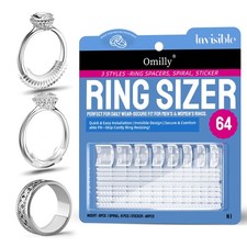 Ring Sizer Adjuster for Loose Rings, 64-Piece Set with 3 Types Spiral Coils,...