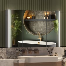 Medicine Cabinet Bathroom With LED Lighted Medicine Cabinet w/ 3 Mirror Doors
