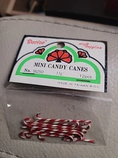 Vtg Darice Christmas Miniature Plastic  Craft Supplies Candy Canes 1 1/2" 12 Pcs