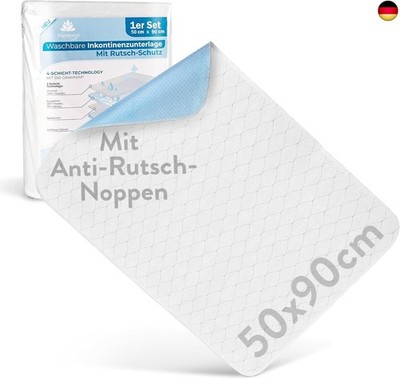 Harmony Care  Inkontinenzunterlage waschbar 50x90 cm [mit Anti-Rutsch-Noppen] - 