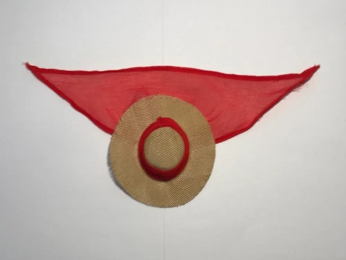 Vintage Barbie #985 OPEN ROAD Straw HAT w/ Red CHIFFON SCARF - EUC    (1961-62)