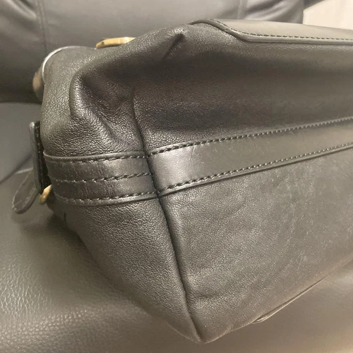 BALLY Handbag Shoulder Bag Engrave Logo Leather Black 0060527K Authentic - Afbeelding 5 van 8