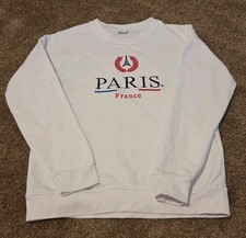 Paris France White Sweatshirt Size M MADE IN FRANCE