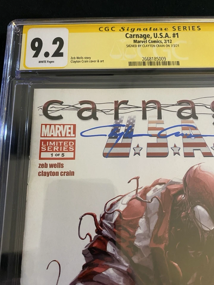 Carnage USA #1 Marvel 2012 CGC Signature Series 9.2 Signed By Clayton Crain SS - Image 4 of 4