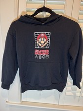 Nintendo Super Mario Bros. Black Graphic Hoodie Sweatshirt Boys 10/12 EUC