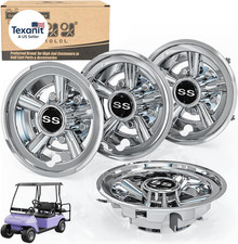 Golf Cart SS Wheel Covers Hub Caps for EZGO, Club Car, Yamaha - 8 Inch Snap-On I