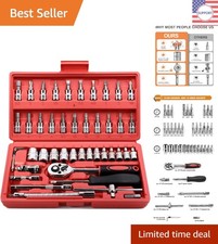 Durable 46-Piece Socket Set with Ratchet & Extensions for Home & Auto Repairs