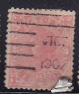 Australia Victoria #194 One Penny used stamp with rose color