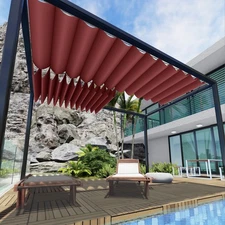 Waterproof Retractable Pergola Replacement Shade Cover Wave Sail Awning for Yar