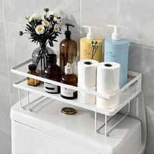 PowerKing Over The Toilet Storage Shelf, Bathroom Organizer Rack with 2 Hooks, N
