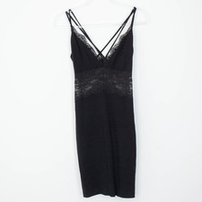 Express Womens Black Lace Trim Babydoll Midi Dress Size S Strappy Whimsigoth