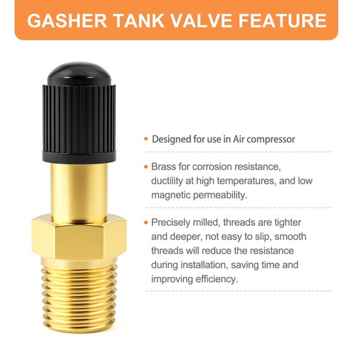 2PCS 1/8" NPT Tank Valve Anti-Corrosion Brass Schrader Valve, Using with Air ... - Picture 3 of 6