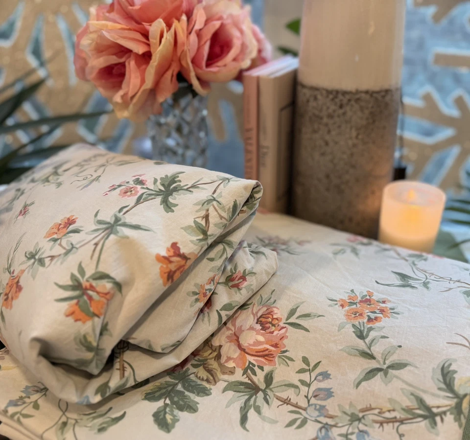 DE COLECCIÓN RALPH LAUREN HOME "Toulouse" Verde Floral Reina Sábana PLANA Y AJUSTADA EE. UU. Foto 2 de 4