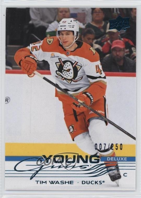 2025-26 Upper Deck Series 1 Young Guns Deluxe 7/250 Tim Washe #206 Rookie RC
