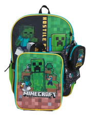 Minecraft Backpack 5-Piece Set Lunch Bag Supply Case Mini Case Key Chain NEW