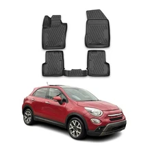 OMAC Floor Mats Liner for Fiat 500X 2016-2023 Black TPE All-Weather 4 Pcs