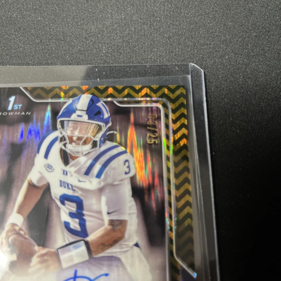2025 Bowman U Chrome Darian Mensah Black And Gold Auto /25 Duke QB - Image 4 of 4