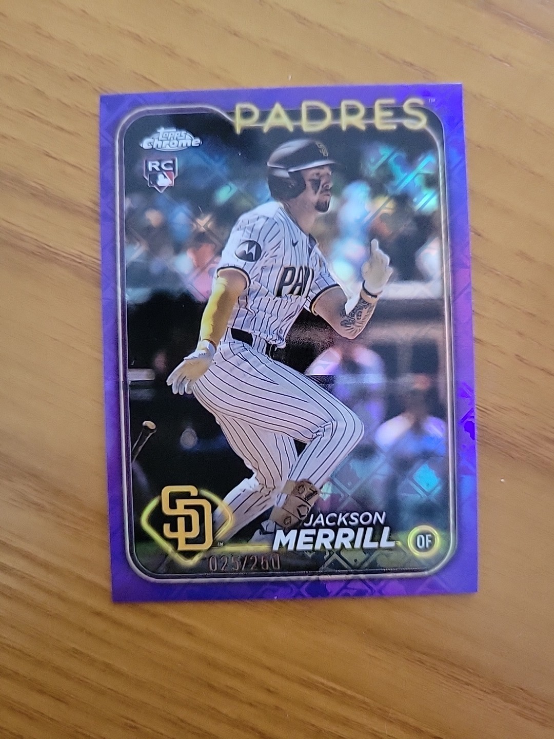 2024 Topps Chrome Jackson Merrill #207 Purple Logfractor RC /250 Padres
