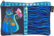 Laurel Burch Cerulean Cat Bird Organizer Bag Makeup Hobby Meds Tech Cords Baby
