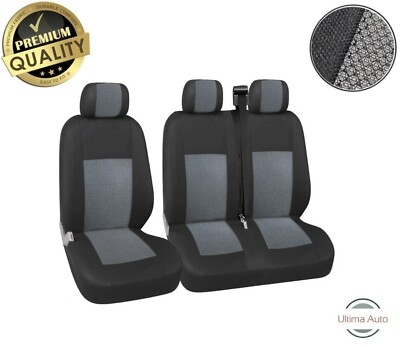 Premium Grau-Schwarz Stoff 2+1 Sitzbezüge Für Ford Transit Transit Custom Van