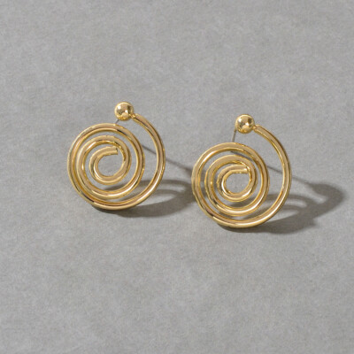 Creative Jewellery Gold Twisted Circle Geometric Small Stud Pierced Earrings