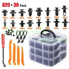 650Pcs Car Retainer Auto Fasteners Push Trim Plastic Clips Pin Rivet Bumper Kit