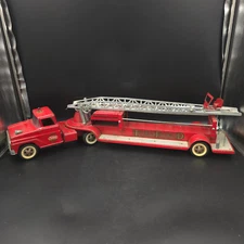 Vintage Tonka Red TFD Hydraulic Aerial Ladder Truck Pressed Steel