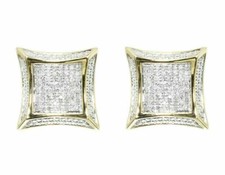 Lab Created 10k Yellow Gold Over Round Diamond Mens Womens Kite Stud Earrings