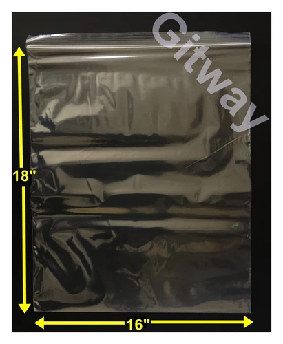16" x 18" Reclosable Resealable Zip Top Lock Clear Plastic FDA Bags 2ML