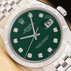 ROLEX OYSTER PERPETUAL DATE 1501 STEEL GREEN DIAMOND DIAL UNISEX JUBILEE WATCH