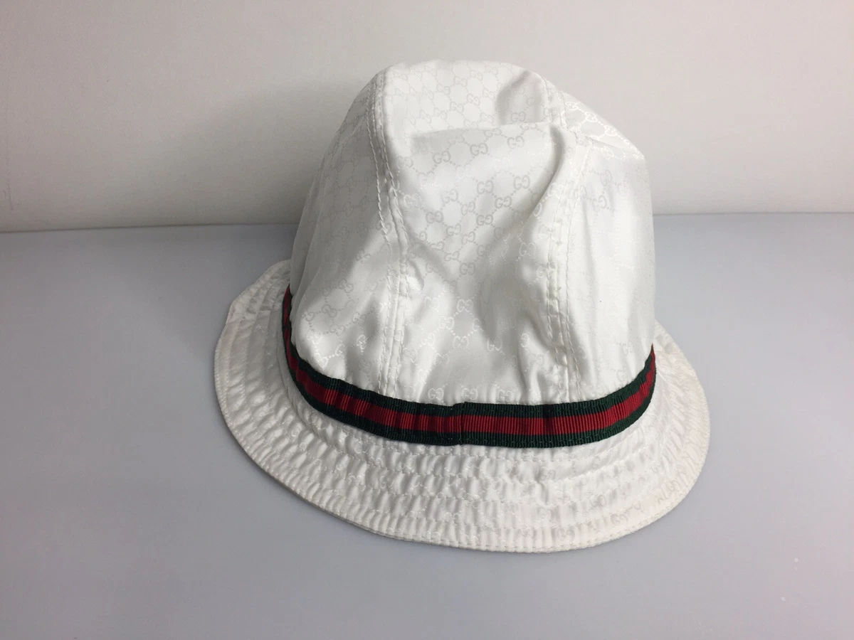 Gucci Kids Bucket Hat Polyamide Monogram Web white