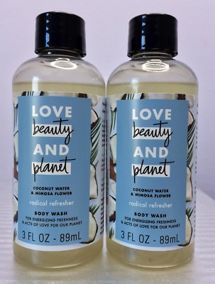 Love beauty And planet COCONUT WATER & MIMOSA FLOWER Body Wash Mini   Lot of 2