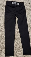 Vintage Calvin Klein Black Sportswear Spell Out Stretch Leggings Women  s Small
