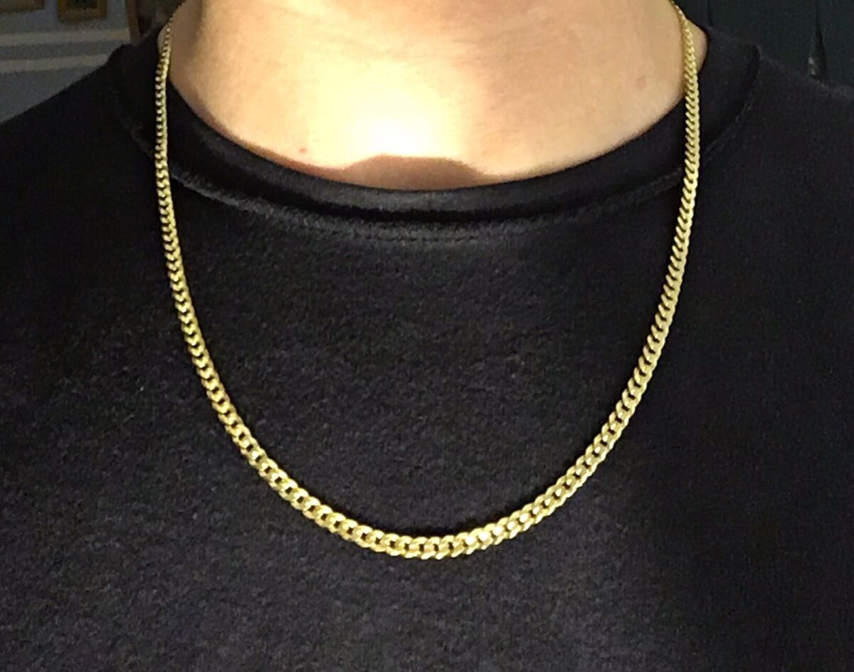 Gold Chain 14k Gold Vermeil Cuban Curb Style 22in 4mm .925 Gold Chain 14k Gold Vermeil Cuban Curb Style 22in 4mm .925