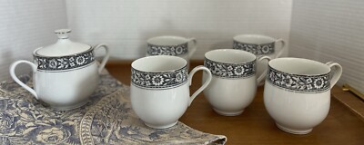 Sango Navarro 6283  flowery 5 porcelain cups and a sugar bowl Set