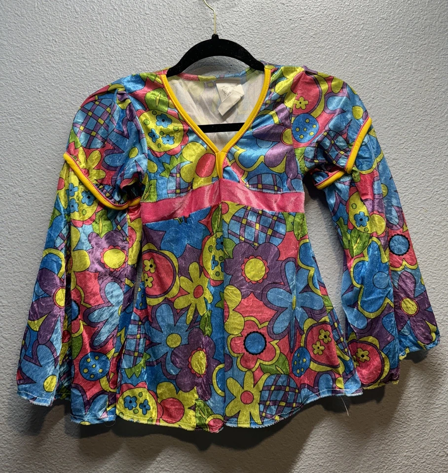 Flower Power Años 60 Hippie Generación Niña M 8-10 Disfraz Halloween Niño Foto 2 de 4