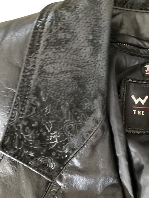 Wilson Vintage Leather Moto Jacket 1980s 1990s Floral Wilson Vintage Leather Moto Jacket 1980s 1990s Floral