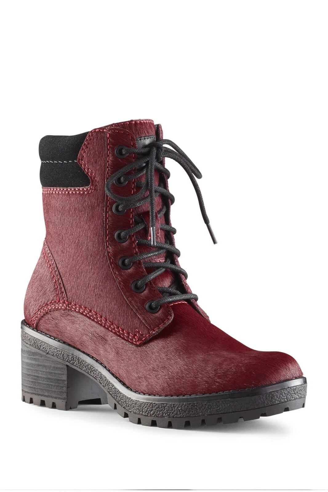 PUMA NUOVO Cougar Donna US 7 Darbi Borgogna Autentici Capelli di Vitello Impermeabile Tacco a Blocco