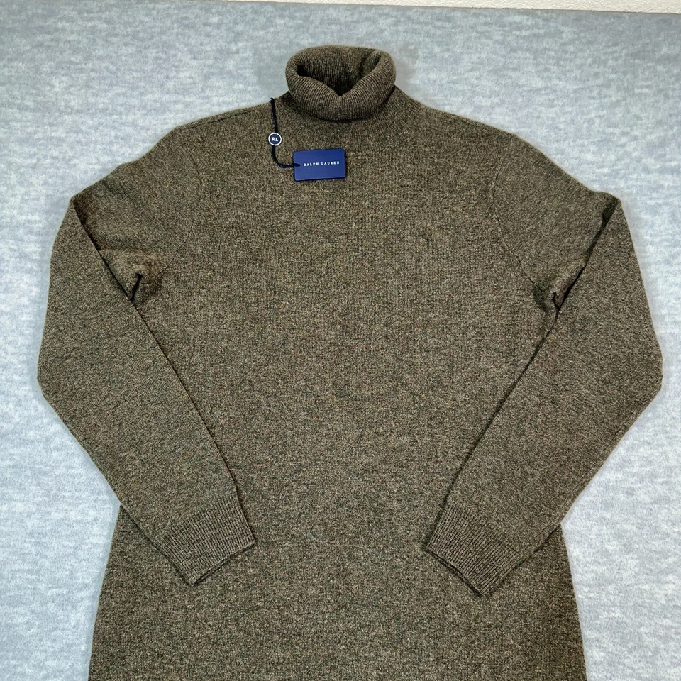 Ralph Lauren Sweater Dress Womens XL Green Wool Cashmere Turtleneck NWT $398 - Image 2 of 4