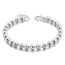5mm Simple 925 Sterling Silver Ball Beaded Women's Charm Link Bracelet Chain