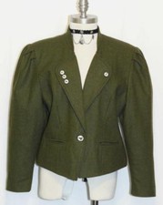 WOOL LODEN GREEN JACKET Women German Hunting Equestrian Riding Coat B42" 12 M