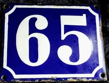 Altes Emailschild Hausnummernschild 65  16x13 cm Hausnummer