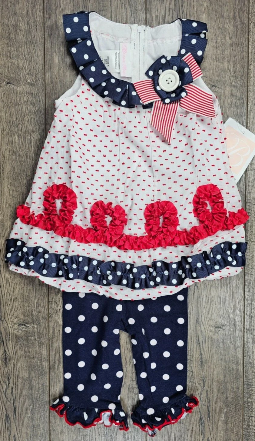 Baby Girl Clothes New Bonnie Baby 18 Month 2pc Patriotic Outfit