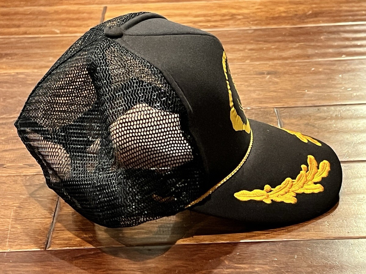 OTTO Black and Gold Embroidered Hat with Braided Detail Custom Printed Otto 39-165 - 5 Panel High Crown Foam Trucker  main image 2