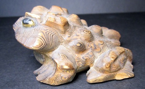 Vintage Japanese Cryptomeria Sugi Frog Hand Carved Cedar Wooden Toad MCM Wood - Picture 4 of 7